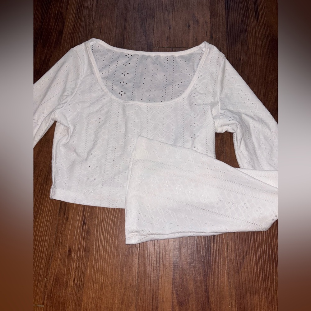 Elegant White Eyelet Women's Top